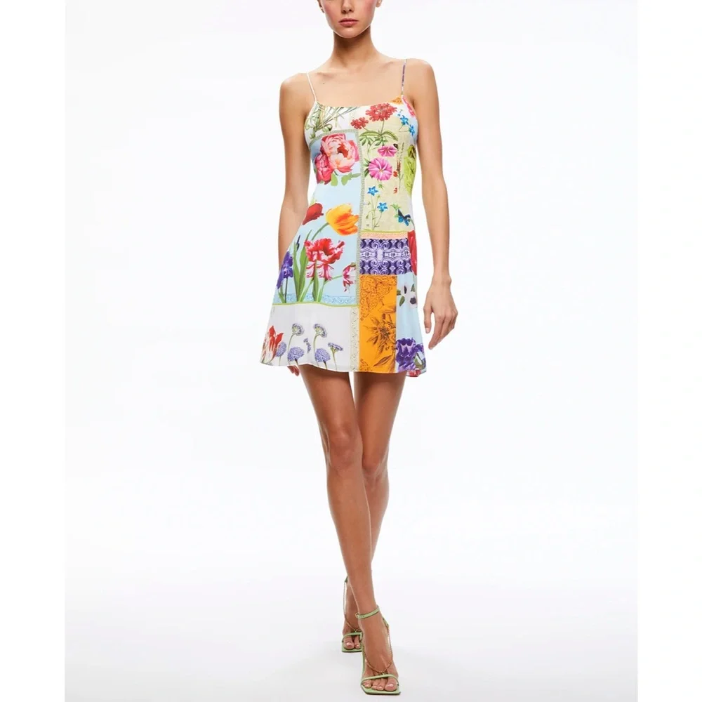 Alice + Olivia Ira Floral Spaghetti Strap Mini Dress - Picture 6 of 15